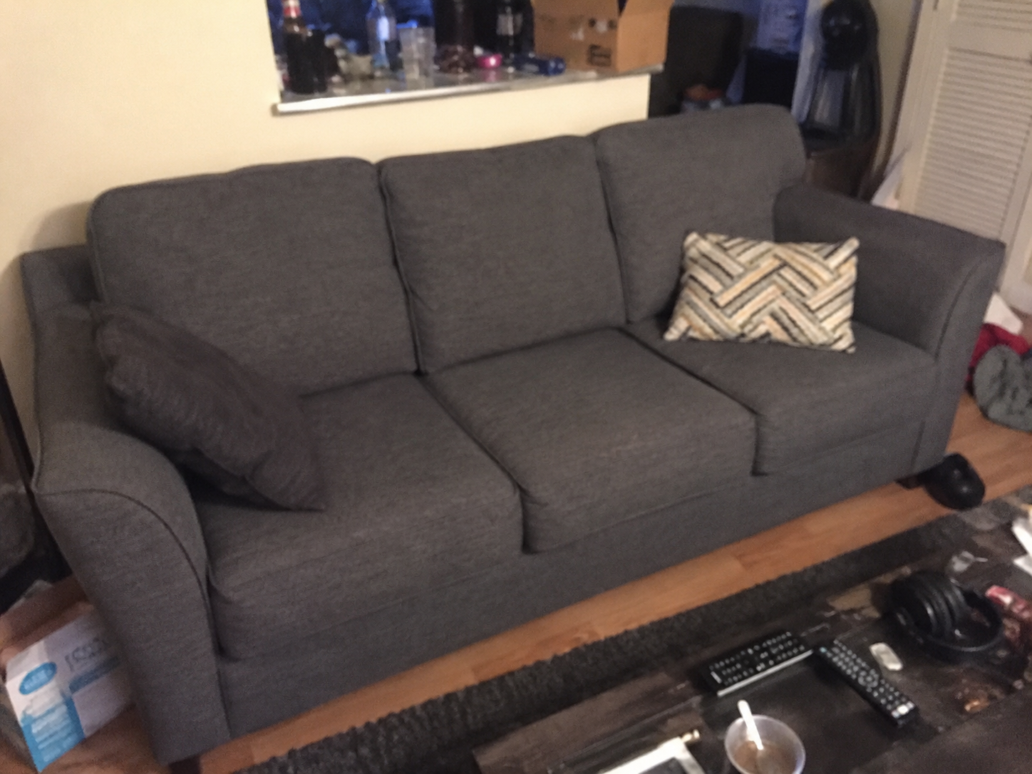 Original sofa photo, input to the pipeline